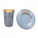 Smooth Silver Dipped Kiddush Cup with Saucer