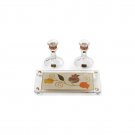 Crystal Shabbat Candlesticks with Triple Flower Motif and Tray
