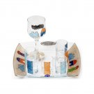 Glass Kiddush Cup Set with Jerusalem Theme