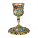 Turquoise Kiddush Cup with Coaster and Colorful Seven Species