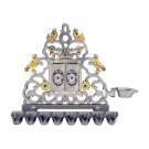 Hanukkah Menorah with Opening Doors Made of Nickel Light with Candle or Oil