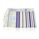 Wool Maalot Tallit with Purple, Bordeaux and Silver Stripes