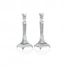 Silver Plated Shabbat Candlestick Set with Temple Columns