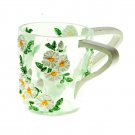 Transparent Washing Cup with White and Yellow Floral Pattern