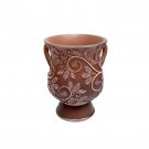 Brown Polyresin Washing Cup with White Floral Pattern