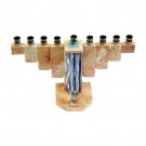 Brown Stone Natif Hanukkah Menorah with Glass Accents and Dreidel