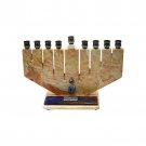 Stone Hanukkah Menorah with Glass Accents and Traditional Design