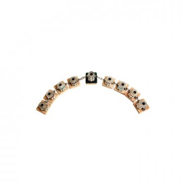 Stone Hanukkah Menorah with Pewter Hamsas and Crystals
