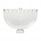 Short Crystal Hanukkah Menorah with Etched Branches and Angled Candleholders