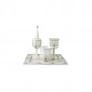Ceramic Havdalah Set with Painted Scrolling Lines, Beads and Grapevines
