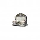Silver Polyresin Shabbat Candlesticks with Shofars, Jerusalem and Hebrew Text