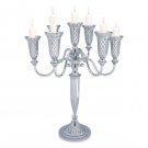 Seven Branch Nickel Candelabra with Diamond Shaped Pattern