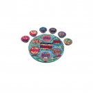 Yair Emanuel Wooden Passover Seder Plate in Blue, Pink and Purple