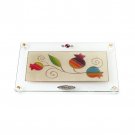 Glass Challah Board with Triple Flower Design
