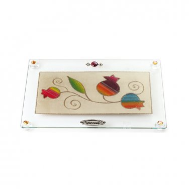 Glass Challah Board with Triple Flower Design