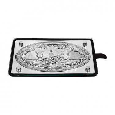 Silver Challah Tray and Knife with Kiddush/Motzi Table Setting