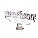 Crystal Hanukkah Menorah with Etched Hebrew Text and Nine Candleholders