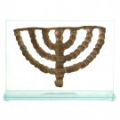 Glass and Metal Seven Branch Menorah with Ein Gedi Design