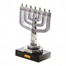 Silver Plated Seven Branch Menorah with Hoshen, Bricks and Jerusalem