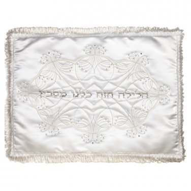 Silver Embroidered White Passover Sitting Cushion