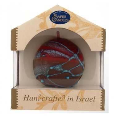 Safed Candles Orb Candle with Red, Orange and Brown Stripes