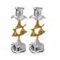 Medium Gold and Silver Plated Shabbat Candlesticks with Twisting Star of David