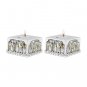 Cube Silver-Plated Shabbat Candlesticks with Framed View of Jerusalem
