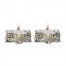 Short Star of David Shabbat Candlesticks with Silver Plated Jerusalem Design