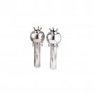 Sterling Silver Rimonim with Apples, Crowns and Hammered Pattern