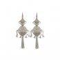 Silver Plated Rimonim with Hanging Bells and Scrolling Lines