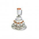 Sterling Silver Kiddush Fountain Set of Eight Cups in Drop Ornament Design