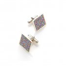 Square Cufflinks with Multi Colored Mosaic Design