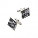 Square Cufflinks with Black and White Houndstooth Pattern