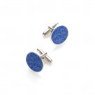 Round Cufflinks with Dark Blue Mosaic Pattern