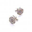 Round Cufflinks with Star of David and Mosaic Design