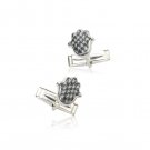 Hamsa Cufflinks with Houndstooth Print