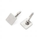 925 Sterling Silver Cuff Link Set with Engraved Star of David Icons and Diamond