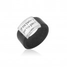 Engraved Ring with Leather and Sterling Silver and Hebrew Blessing of Protection