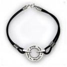 Leather and Silver Bracelet with Shema Writing