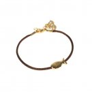 Brown Velvet Bracelet with Gold Plated Evil Eye Kabbalah Charms