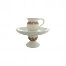 White Polyresin Mayim Acharonim Set with Traditional Gold Jerusalem Design