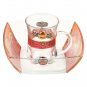 Glass Mayim Achronim Set with Painted Mosaic and Hebrew Plaque