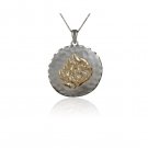 Gold Fire with Silver Backing Pendant with Chain