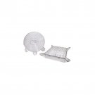 White Cloth Matzah Cover Set with Tray, Hebrew Text and Diamond Shapes