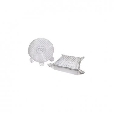 White Cloth Matzah Cover Set with Tray, Hebrew Text and Diamond Shapes