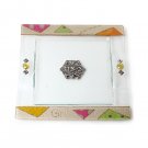 Glass Matzo Plate with Cheerful Design