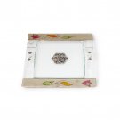 Glass Matzo Plate with Polka Dot Flower Design