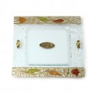 Glass Matzo Plate with Double Flower Motif