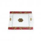 Glass Matzo Plate with Red and Gold Theme