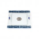 Glass Matzo Plate with White Floral Pattern